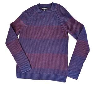 INC International Concepts Men's Unisex Plaited Crewneck Sweater S Navy Blue/Red